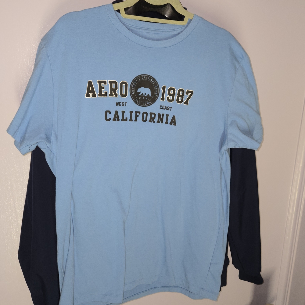 Aeropostale California 1987 Graphic Tee – Light Blue (L) Aero West Coast Shirt